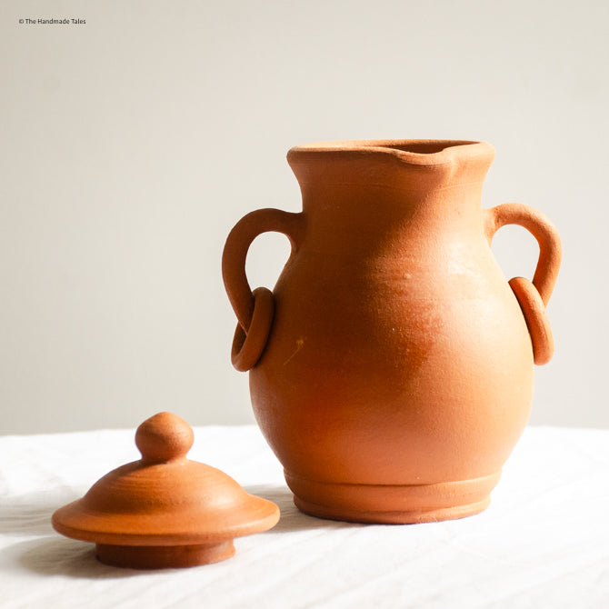 Handmade Terracotta Jar with Rings.