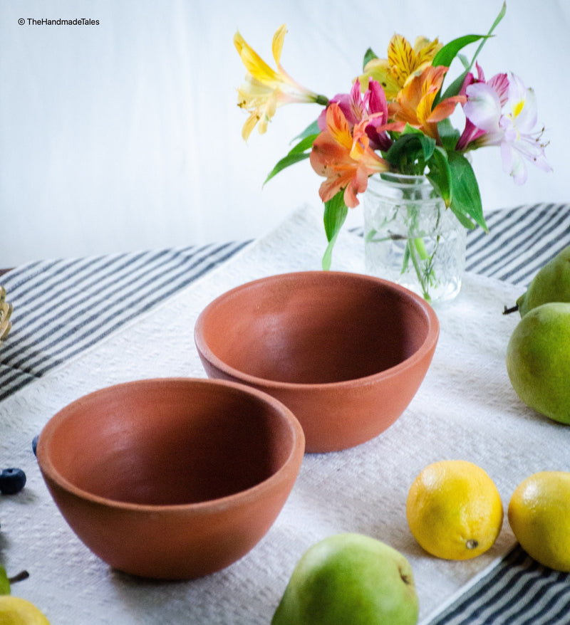 Pair of Handmade Clay Bowls