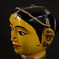 Large Yellow Kinnal Head Sculpture - Woman