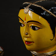 Large Yellow Kinnal Head Sculpture - Woman