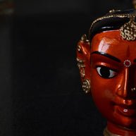 Large Golden Kinnal Head Sculpture - Woman