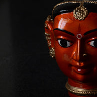 Large Golden Kinnal Head Sculpture - Woman