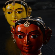 Large Golden Kinnal Head Sculpture - Woman