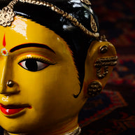 Large Yellow Kinnal Head Sculpture - Woman