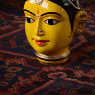 Large Yellow Kinnal Head Sculpture - Woman
