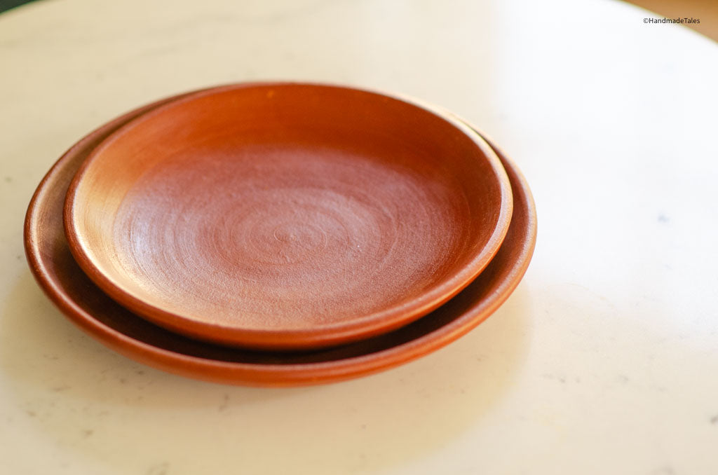 Set of 2 Nalan Handmade Terracotta Plates / Charcuterie Board