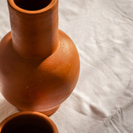 Handmade Terracotta Carafe & Cup.
