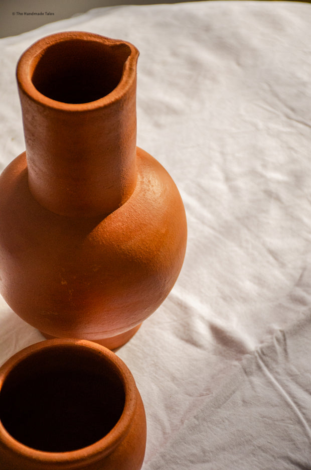 Handmade Terracotta Carafe & Cup.