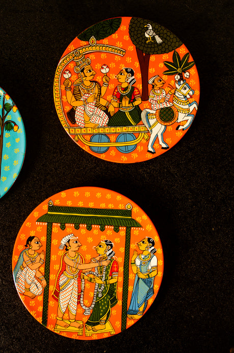 Handpainted Cherial Wall Plates - Indian Wedding.