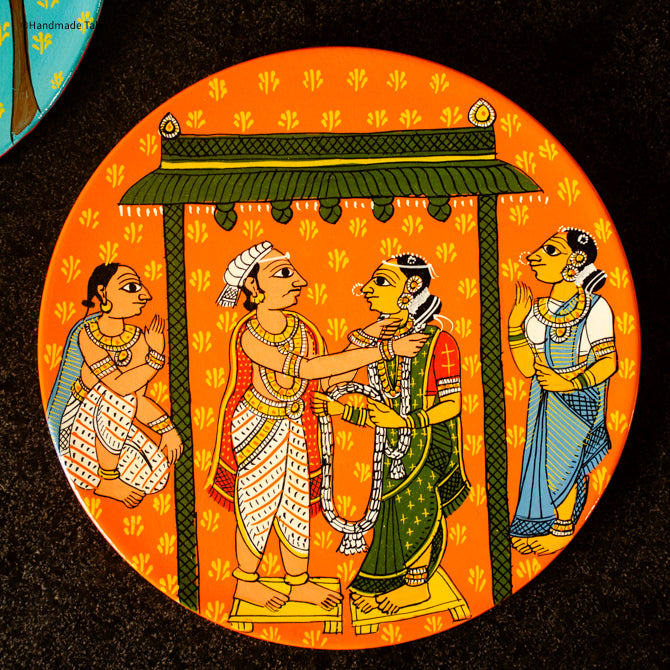 Handpainted Cherial Wall Plates - Indian Wedding.
