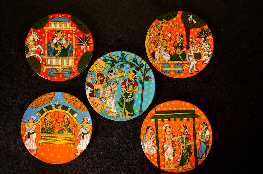 Handpainted Cherial Wall Plates - Indian Wedding.