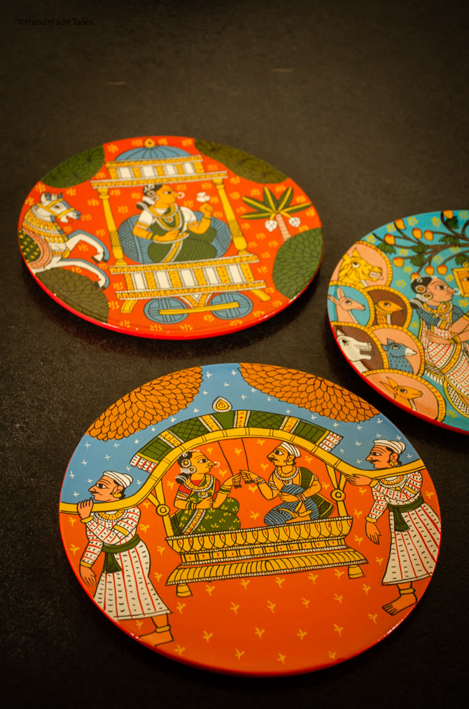 Handpainted Cherial Wall Plates - Indian Wedding.