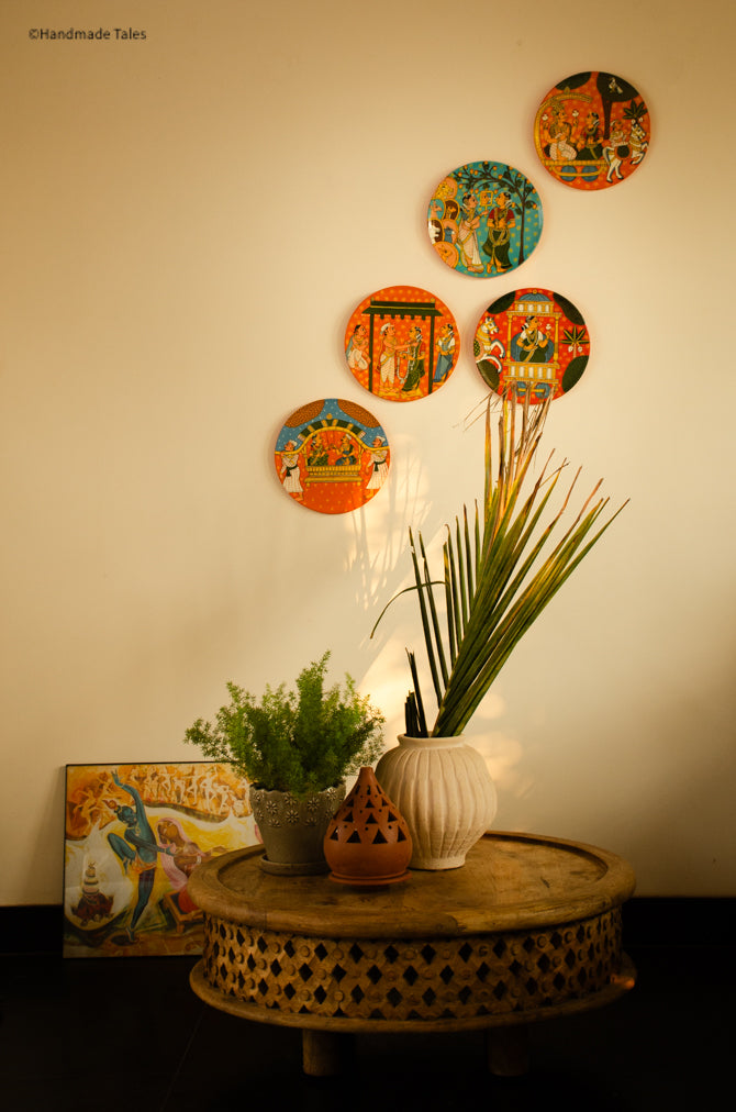 Handpainted Cherial Wall Plates - Indian Wedding.