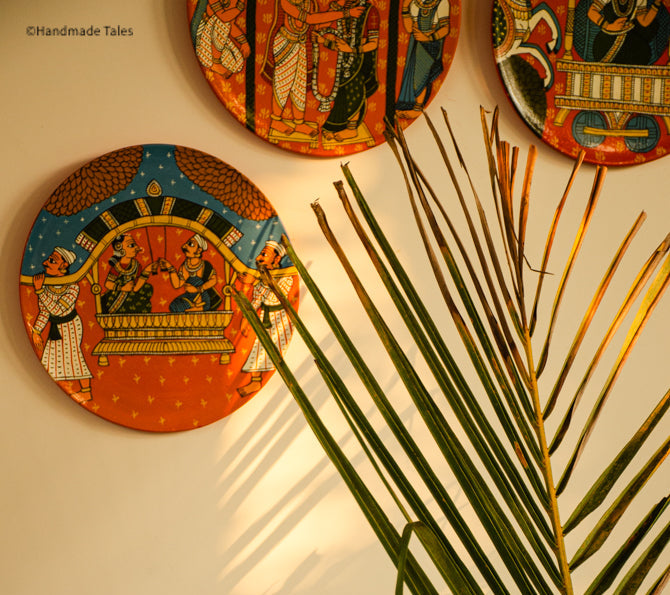 Handpainted Cherial Wall Plates - Indian Wedding.
