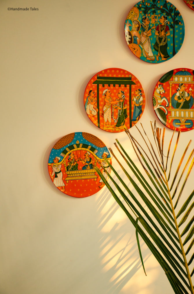 Handpainted Cherial Wall Plates - Indian Wedding.