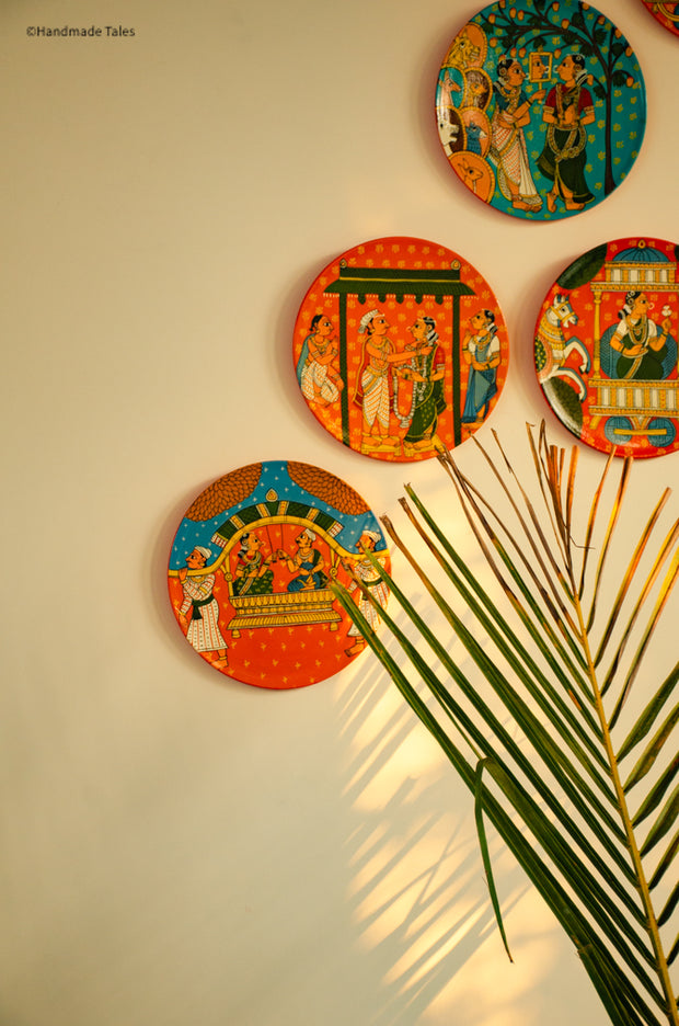 Handpainted Cherial Wall Plates - Indian Wedding.
