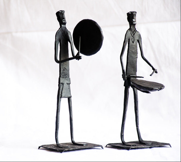 The Rhythm Keepers - Modern Dokra Tribal Musician Sculpture.