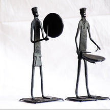 The Rhythm Keepers - Modern Dokra Tribal Musician Sculpture.