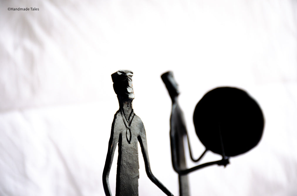 The Rhythm Keepers - Modern Dokra Tribal Musician Sculpture.