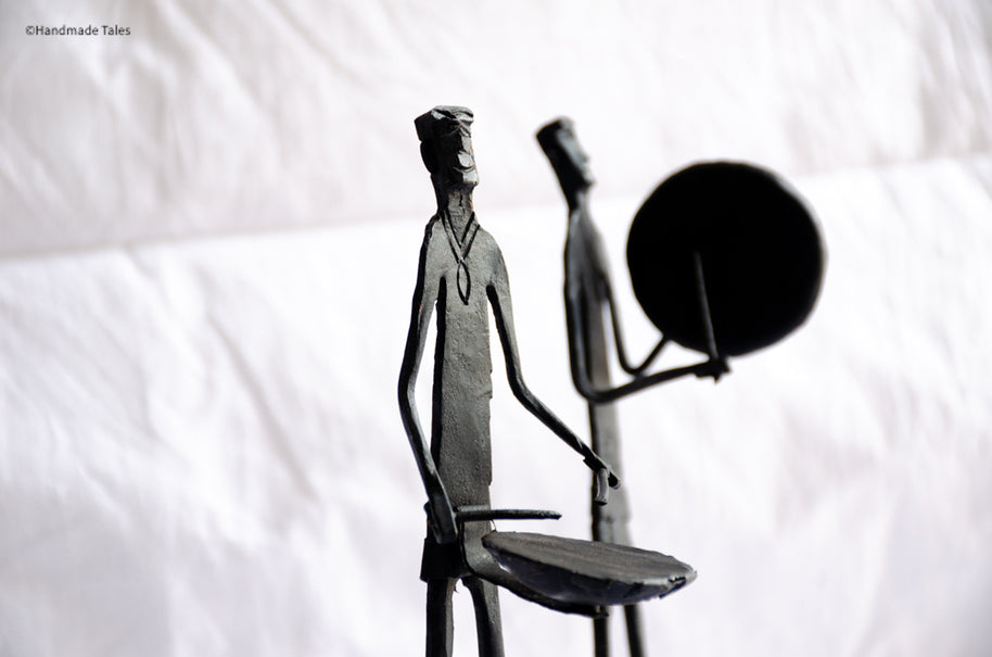The Rhythm Keepers - Modern Dokra Tribal Musician Sculpture.