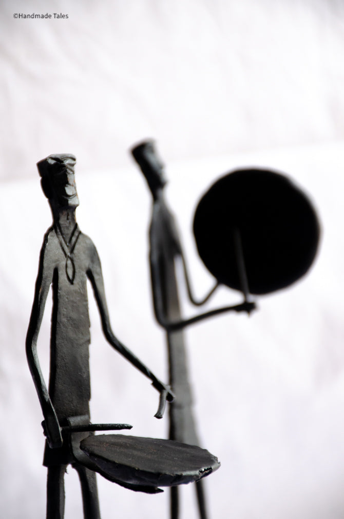 The Rhythm Keepers - Modern Dokra Tribal Musician Sculpture.