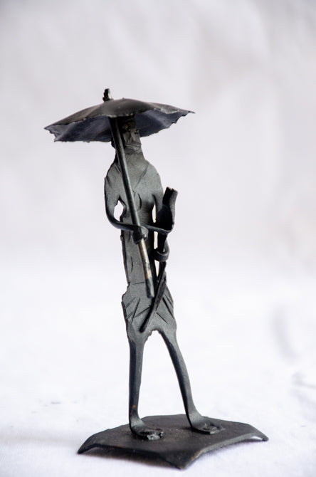 Shelter - Tribal Father and Child Sculpture, Handmade Dokra Style Metal Art.