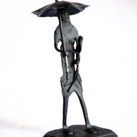 Shelter - Tribal Father and Child Sculpture, Handmade Dokra Style Metal Art.