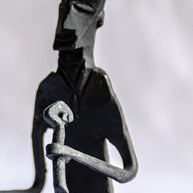 Ritual Ensemble - Modern Tribal Musician Sculpture, Matte Black Metal Art, Cultural Collectible Decor, Handmade Musician Trio.