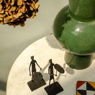 The Rhythm Keepers - Modern Dokra Tribal Musician Sculpture.