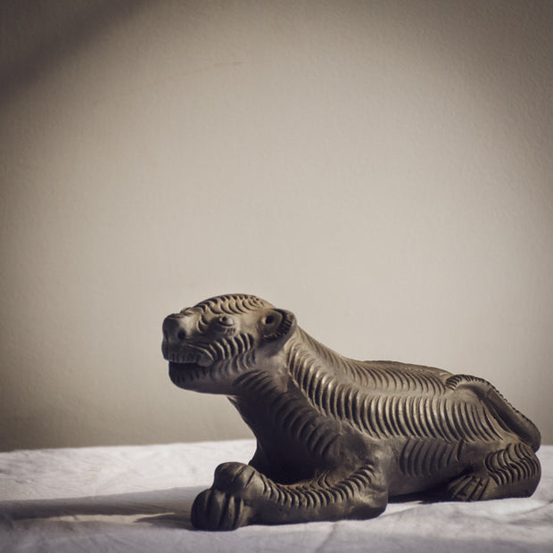 The Ranthambore Tiger - Black Terracotta Figurine