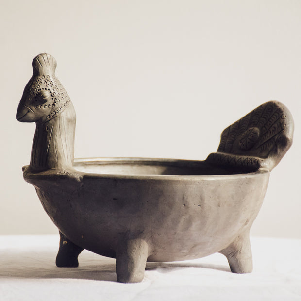 Pakshi Uruli - Black Terracotta Bird-Goddess Bowl