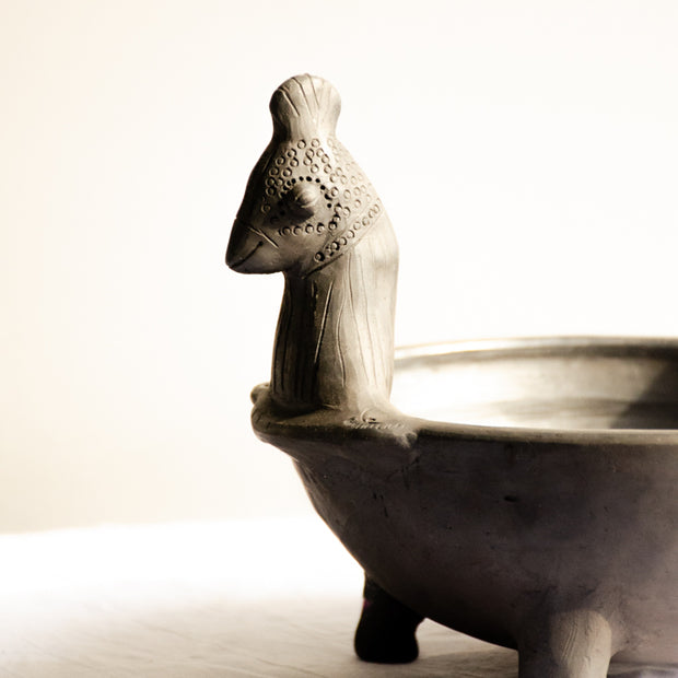Pakshi Uruli - Black Terracotta Bird-Goddess Bowl