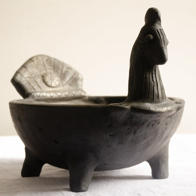 Pakshi Uruli - Black Terracotta Bird-Goddess Bowl