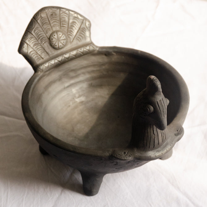 Pakshi Uruli - Black Terracotta Bird-Goddess Bowl
