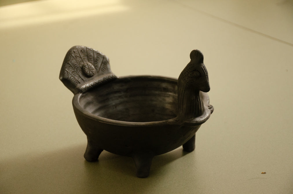Pakshi Uruli - Black Terracotta Bird-Goddess Bowl