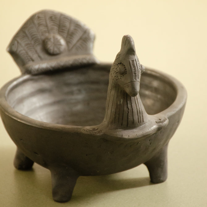 Pakshi Uruli - Black Terracotta Bird-Goddess Bowl