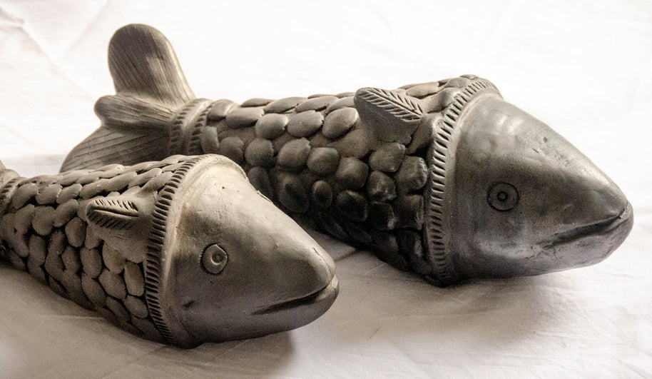 Matsya - Black Terracotta Fish Pair