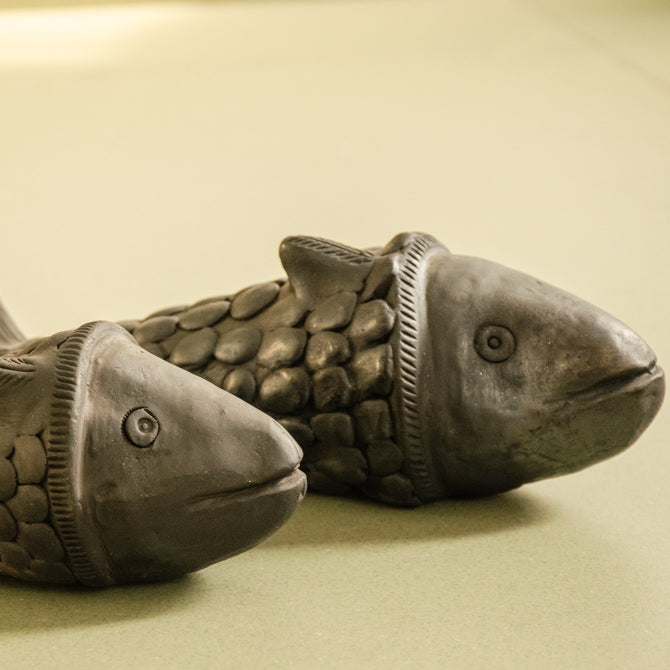 Matsya - Black Terracotta Fish Pair