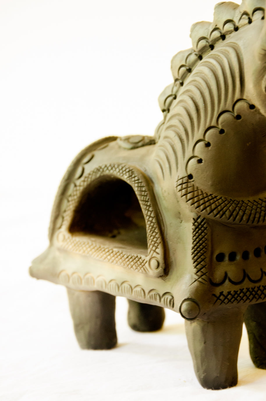 DHUPA - Black Terracotta Horse Incense Holder