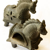 DHUPA - Black Terracotta Horse Incense Holder