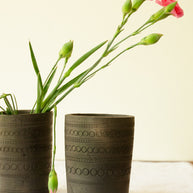 Vasa - Black Terracotta Circle Vase | Sawaii Pottery