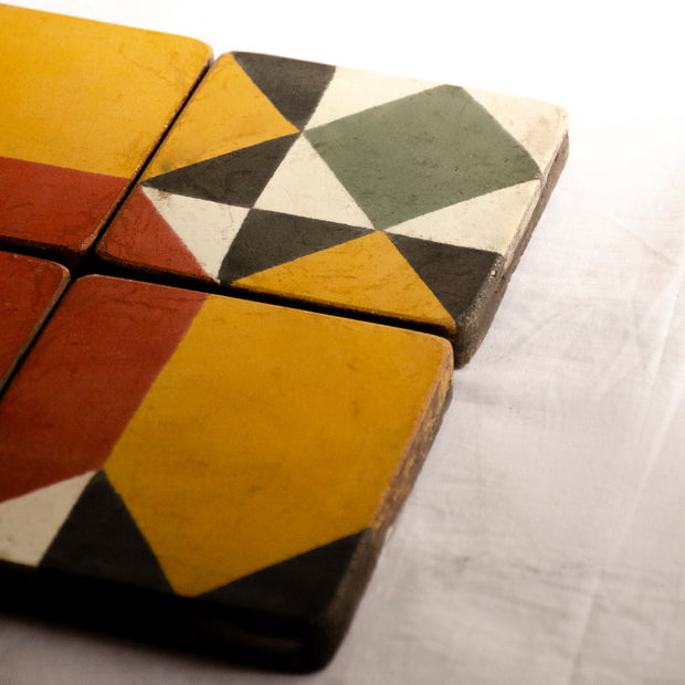 Athangudi Tiles Coasters - Geometric Pattern 1 - Set of 4