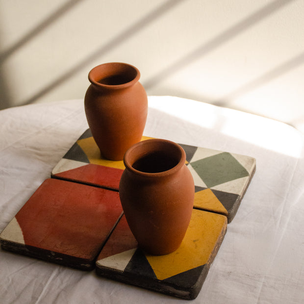 Athangudi Tiles Coasters - Geometric Pattern 1 - Set of 4