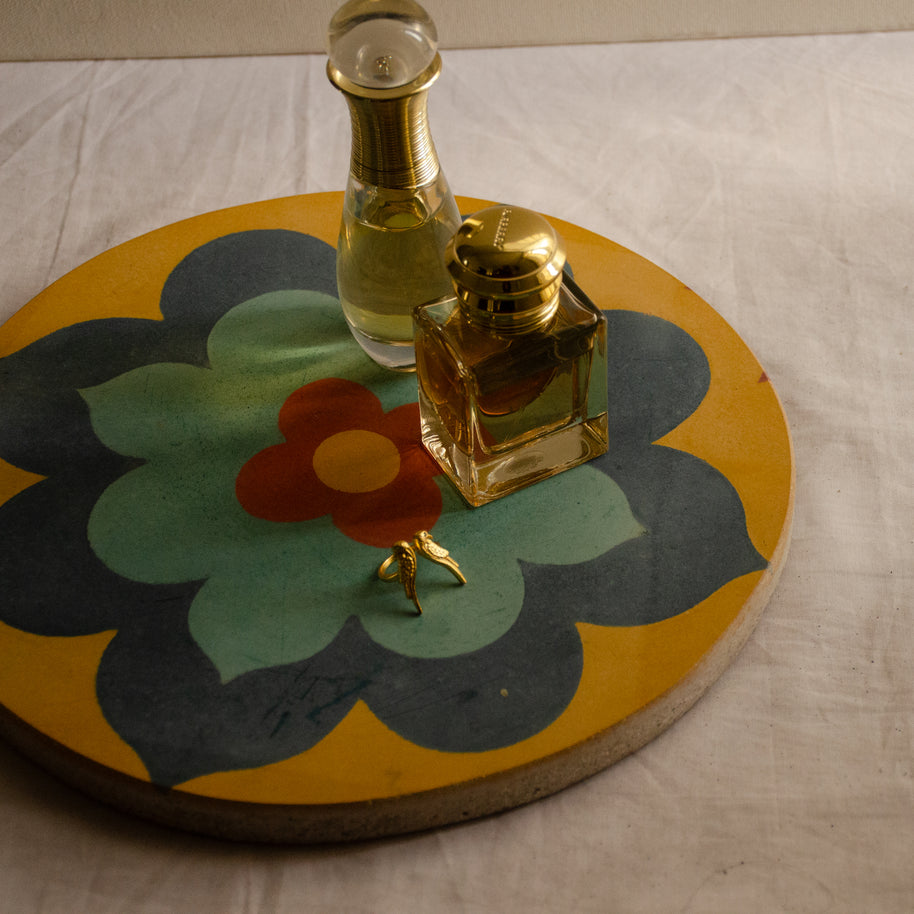 Athangudi Tiles - Round Tray - MayFlower