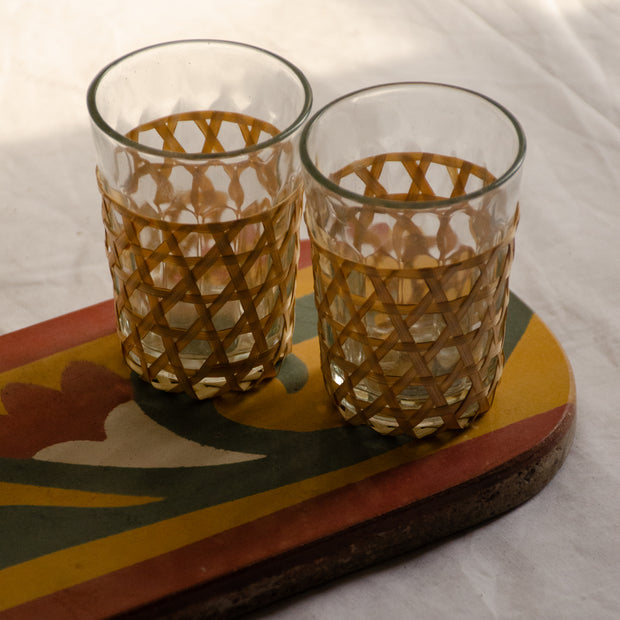 Athangudi Tiles - Oval Tray - Vine