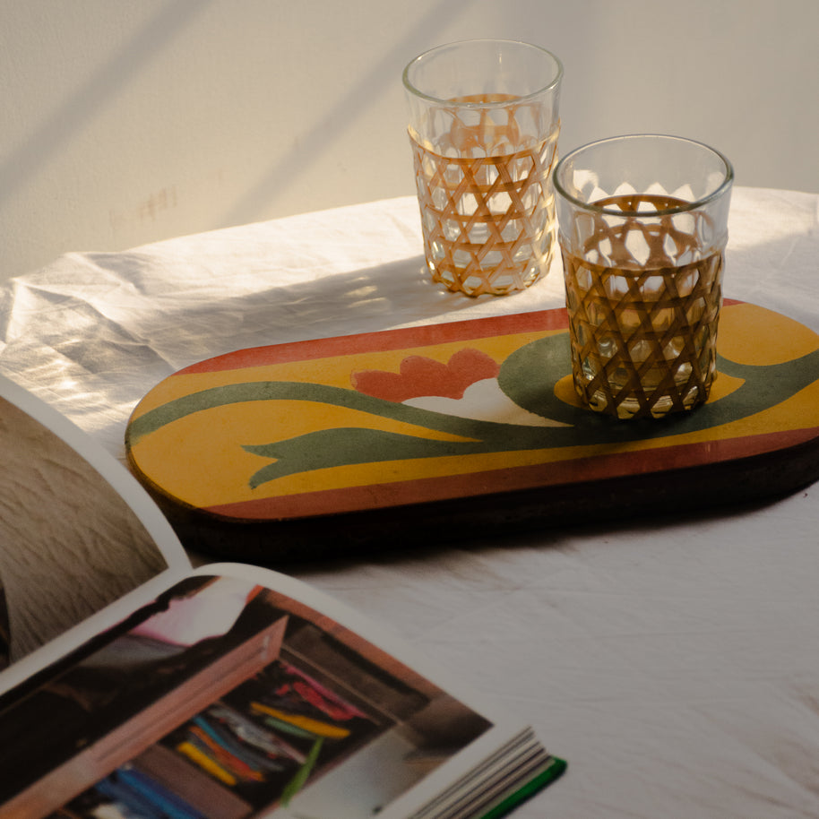Athangudi Tiles - Oval Tray - Vine