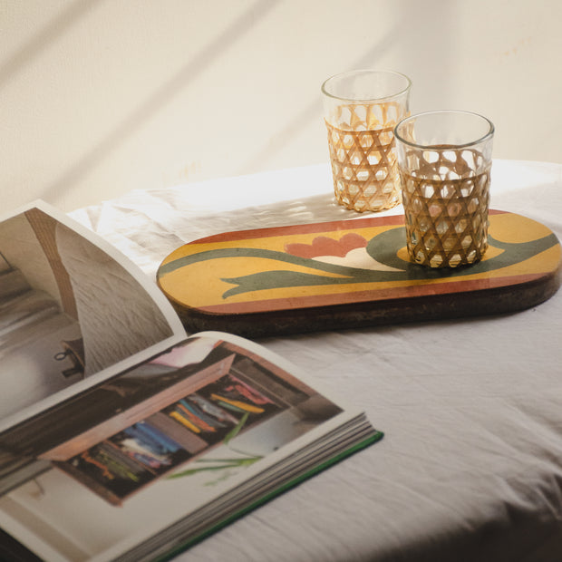 Athangudi Tiles - Oval Tray - Vine