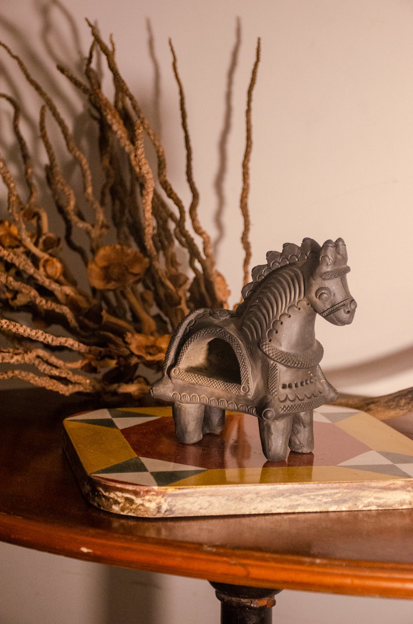 DHUPA - Black Terracotta Horse Incense Holder