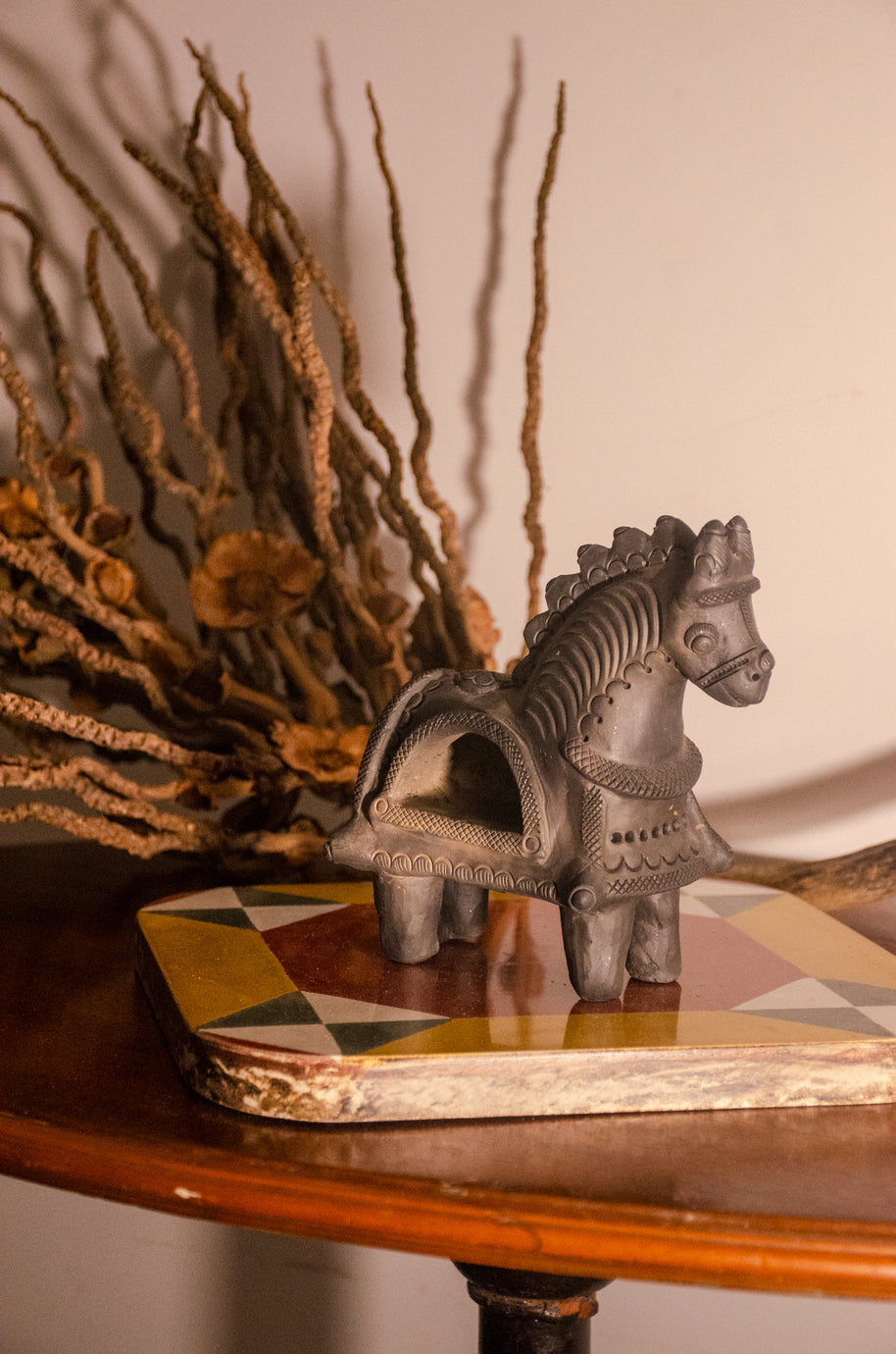 DHUPA - Black Terracotta Horse Incense Holder