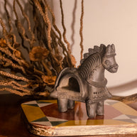DHUPA - Black Terracotta Horse Incense Holder